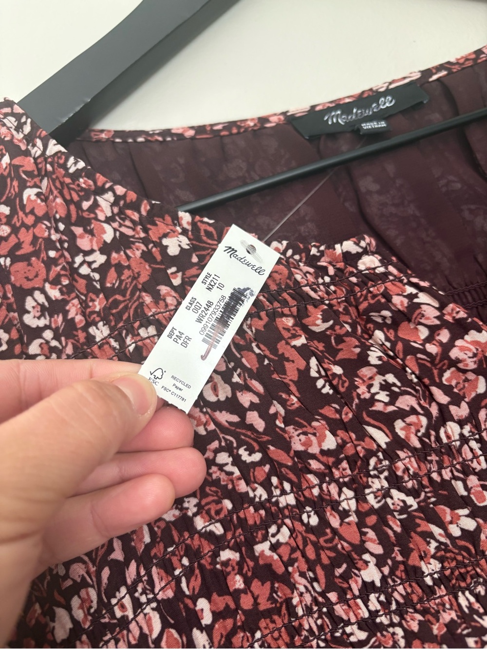 Madewell Zip-Front Flutter-Sleeve Midi Dress Daphne Floral Raisin Blush sz 10 CC - Picture 6 of 8